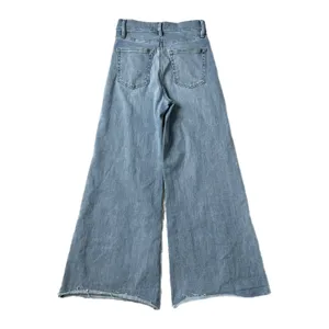 Frame Le Palazzo Crop High Rise Wide Leg Raw Hem Jean Light Wash Size 27 thumbnail 4
