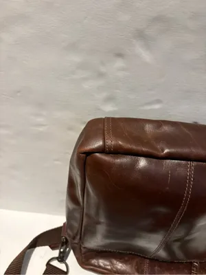 Classic Brown Leather Crossbody Messenger Bag for Men or Women. thumbnail 11