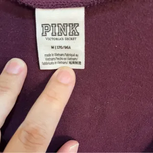 Pink womens spell out v-neck long sleeve t-shirt purple medium thumbnail 3