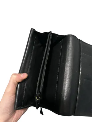 Authentic Gucci Guccissima GG Logo Black Fabric Gold Hardware Long Wallet thumbnail 6
