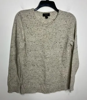 Charter Club cashmere luxury‎ crewneck sweater gray speckled women’s size medium thumbnail 1