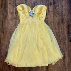Sherri Hill Yellow Beaded Short Dress Size 8 thumbnail 1