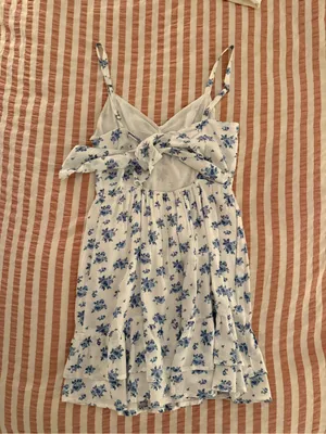 Hollister White Mini Dress with Blue Floral Print thumbnail 2