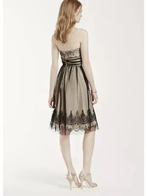 David’s Bridal Caviar Beaded Black Netting Over Beige Lining Cocktail-Size 8 thumbnail 3