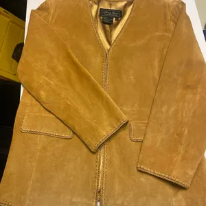 Terry Lewis Classic Luxuries Women's Tan Suede Jacket Lined GORGEOUS- Size L thumbnail 4