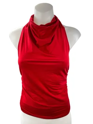 Reformation Women's Red Halter Cowl Sleeveless Open Back Blouse Tank Top Size S thumbnail 1