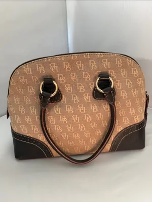 Dooney & Bourke Tan and Brown Logo Dome Satchel thumbnail 3