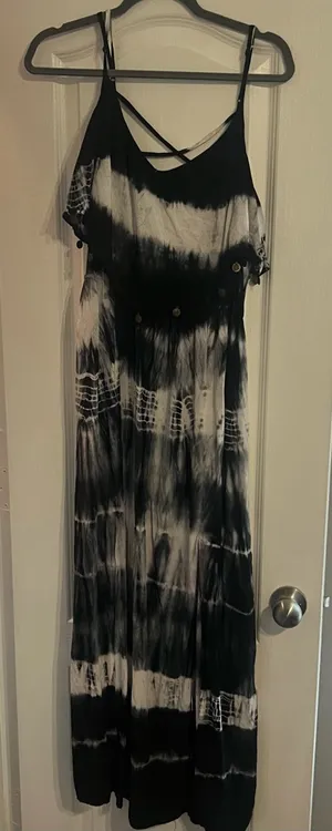 American Eagle Outfitters Monochrome Tie-Dye Maxi Dress thumbnail 1