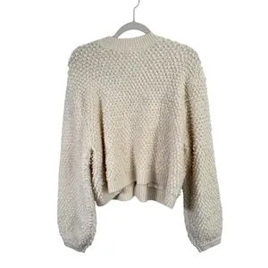 Aerie Chelsea Jacket Cream Boucle Balloon Sleeve Popcorn Yarn‎ Womens Large thumbnail 9