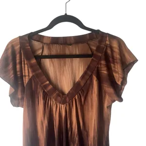 Agenda Y2k Women's Size Large Brown 2000s V Neck‎ Blouse thumbnail 2