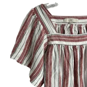 LOFT Women's XS‎ Striped Square Neck Blouse Multicolor Short Sleeve Casual thumbnail 3