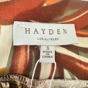 Hayden Los Angeles Puff Sleeve Mini Dress Small Botanical‎ Tropical Flowy Floral thumbnail 7