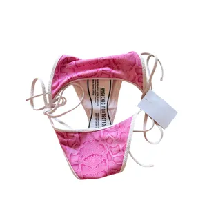 PacSun Swim Eco Pink Snakeskin Side Tie Bikini Bottom Beachwear Size Medium NEW thumbnail 4