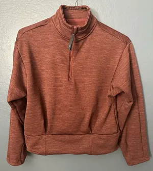 Athleta Brown Quarter-Zip cropped Sweatshirt thumbnail 1