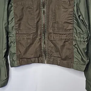 Lucky Brand military style army green zip up warm utility jacket sz Medium thumbnail 3