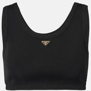 PRADA logo ribbed cropped tank top thumbnail 1