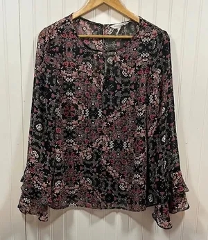 BCBGeneration sheer floral boho blouse thumbnail 1