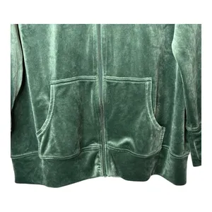 OFFLINE by Aerie Velour Zip Up Hoodie‎ Womens Medium Green Velvet Loungewear thumbnail 4