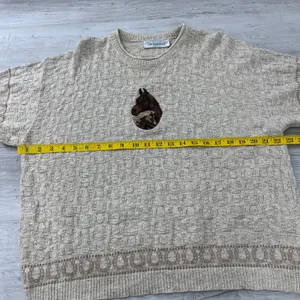 Vintage Chelsea Gardens Textured Knit Horse Shoe Short Sleeve Sweater Large thumbnail 8
