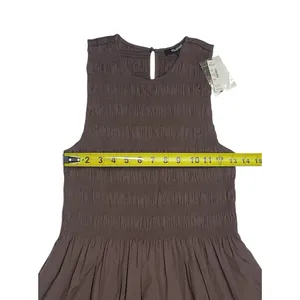 Madewell Brown The Melody Smocked Mini Dress Size XS NWT Cotton Poplin Summer thumbnail 8