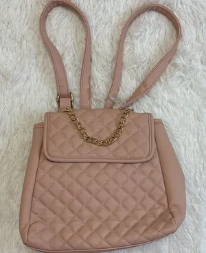 Quilted Pink Backpack with Gold Chain thumbnail 1