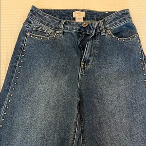 Camila Coelho Blue Flare Jeans with Stud Accents thumbnail 1