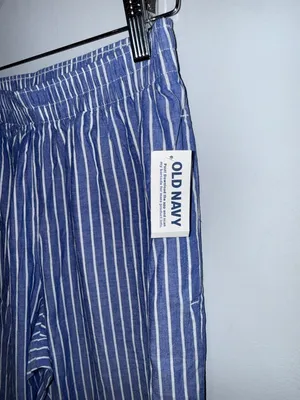 Old Navy Blue and White Striped Elastic-Waist Women’s Pants thumbnail 5