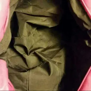 Large Pink Shoulder Bag Purse Rhinestone Accent Ruffle Faux Leather Tote thumbnail 4