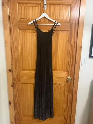 Maurices Vintage Y2k 90s Size 12 Black Glitter Open-Back Formal Prom Dress thumbnail 4