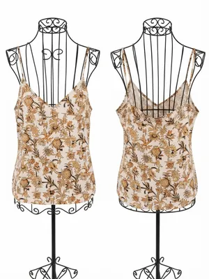 Veronica Beard Beige Floral V-Neck Camisole thumbnail 2