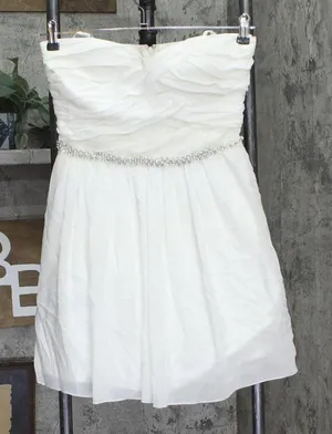 City Studios Juniors Embellished Pleated-Bodice Party Dress White 9 thumbnail 1