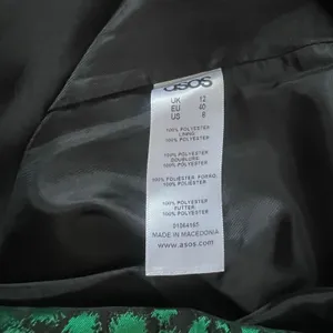ASOS Green Black Abstract Jacquard Pleated Statement Mini Skirt | Size 8 thumbnail 5