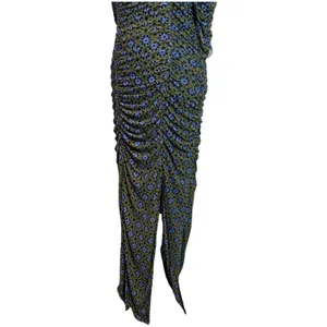 Free People Briella Ruched Midi Dress Size M Green Mesh Floral Split Bodycon thumbnail 9