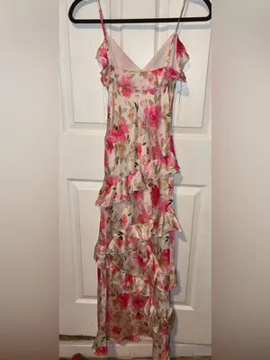 Francesca’s Floral Pink Ruffle Slip Dress - Women size xs romantic feminine thumbnail 2