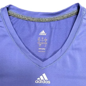 Adidas Climalite V Neck Athletic Tee Small Purple Running Tennis Pickleball Gym thumbnail 3