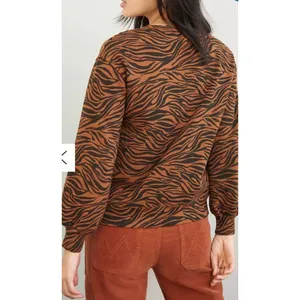 Monrow Zebra Full Sleeve Sweatshirt in Caramel sz Large‎ thumbnail 2