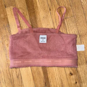 Gymshark Whitney Simmons Women's Fuzzy Pink Strappy Workout Bralette M thumbnail 3