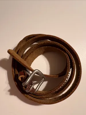 Women’s Hollister brown cowhide leather belt gem embellished XL brown silver thumbnail 2