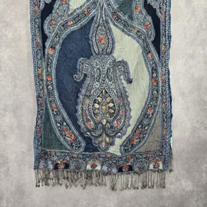 Coldwater Creek Blue‎ Embroidered Pashmina Floral Paisley Wrap Shawl Scarf OS thumbnail 3