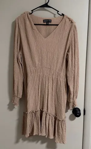 Brown Ruffled Dress Size M thumbnail 1