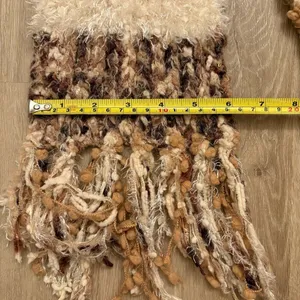 Cejon Brown Beige Textured Knit Fringe Winter Scarf Cozy thumbnail 4