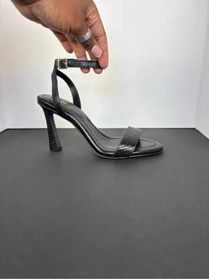 Black Heels Strappy High Heel Textured Sandals Vince Camuto thumbnail 4