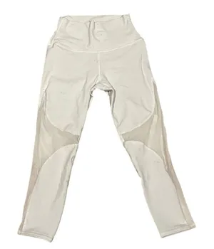 Womens Alo Yoga Cropped Leggings White XS Mesh Cutout Pilates Athleisure thumbnail 1