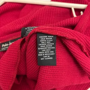 Polo Jeans Co Ralph Lauren Waffle Thermal Henley Top Womens L Preppy Layers Red thumbnail 7