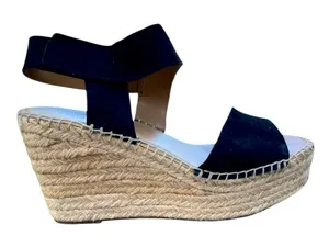 Franco Sarto Tulsa ‎ Black Espadrille Wedge Sandals Women's Size 8.5 M 4" Heel thumbnail 1