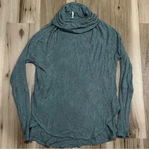 Free People Drippy Cowl Neck Thermal Waffle Knit Tunic Top Women’s Medium thumbnail 2