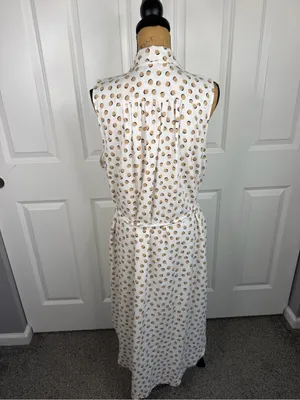 Ann Taylor XL Linen Blend Polka Dot Belted Sleeveless Midi Shirt Dress thumbnail 8