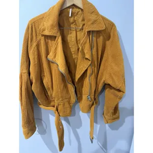 New Free People Jacket Small Slouchy Dolman Moto Corduroy Biker Caramel Orange thumbnail 3