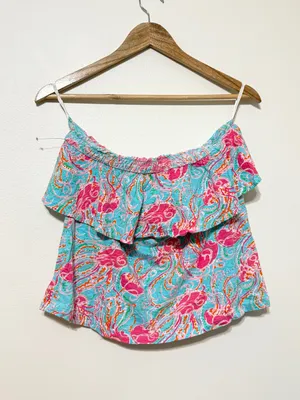 Lilly Pulitzer Tropical Jellyfish Strapless Top Size XL Vacation beach thumbnail 2