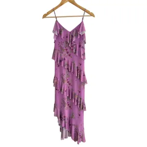 Steve Madden Aida Purple Floral Ruffle High Low Midi Dress XS NWT Wedding Guest thumbnail 2